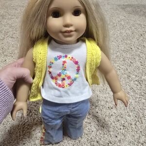 Peace Sign Doll with Yellow Vest